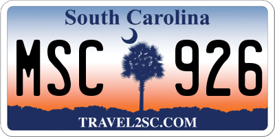 SC license plate MSC926