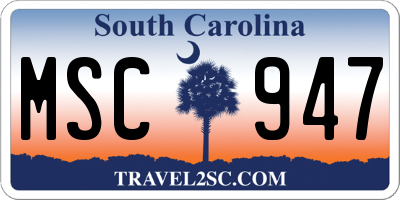 SC license plate MSC947