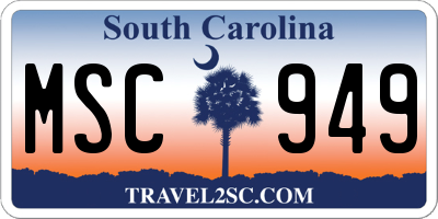 SC license plate MSC949