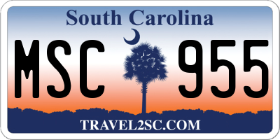 SC license plate MSC955