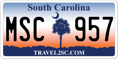 SC license plate MSC957