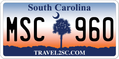 SC license plate MSC960