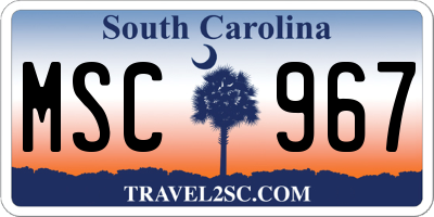 SC license plate MSC967