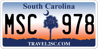 SC license plate MSC978
