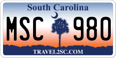 SC license plate MSC980