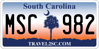 SC license plate MSC982