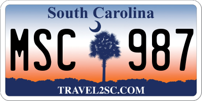 SC license plate MSC987