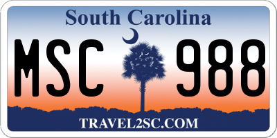SC license plate MSC988