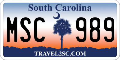 SC license plate MSC989