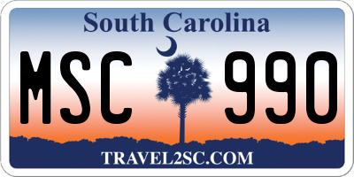 SC license plate MSC990