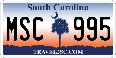 SC license plate MSC995