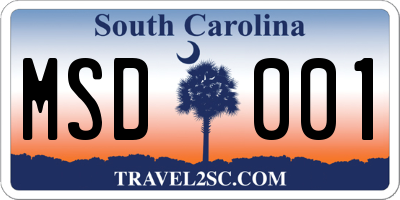 SC license plate MSD001