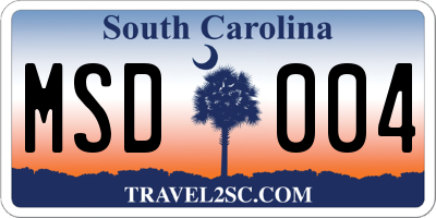 SC license plate MSD004