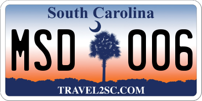 SC license plate MSD006