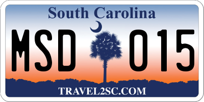 SC license plate MSD015