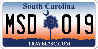 SC license plate MSD019