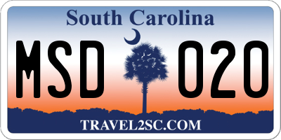 SC license plate MSD020