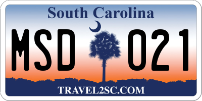 SC license plate MSD021