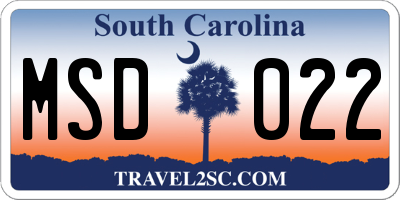SC license plate MSD022
