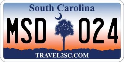 SC license plate MSD024