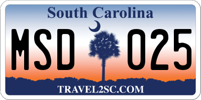 SC license plate MSD025