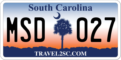 SC license plate MSD027