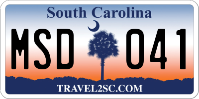SC license plate MSD041