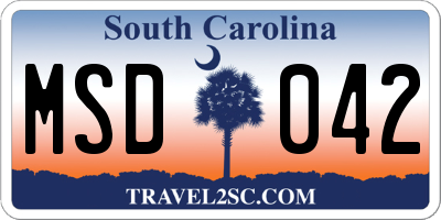 SC license plate MSD042