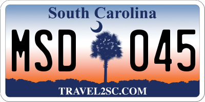 SC license plate MSD045
