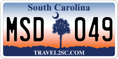 SC license plate MSD049