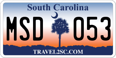 SC license plate MSD053