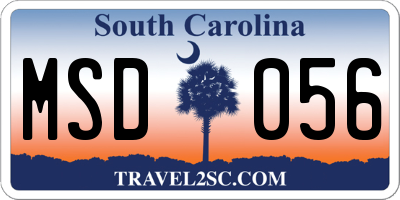 SC license plate MSD056