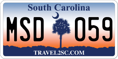 SC license plate MSD059