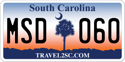 SC license plate MSD060