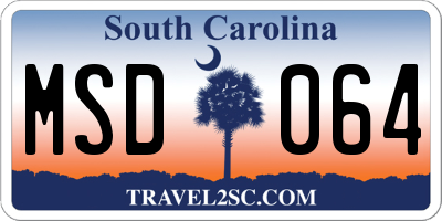 SC license plate MSD064