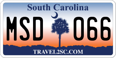 SC license plate MSD066