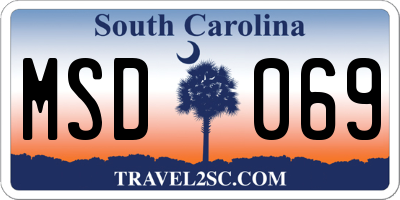 SC license plate MSD069