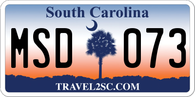 SC license plate MSD073