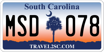SC license plate MSD078