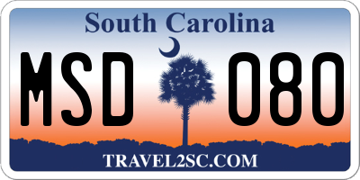SC license plate MSD080
