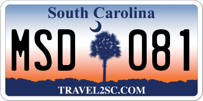 SC license plate MSD081