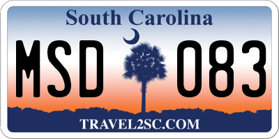 SC license plate MSD083