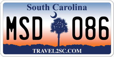 SC license plate MSD086