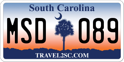 SC license plate MSD089