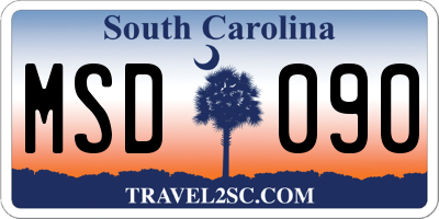 SC license plate MSD090