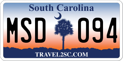 SC license plate MSD094