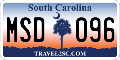 SC license plate MSD096
