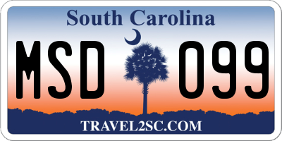 SC license plate MSD099