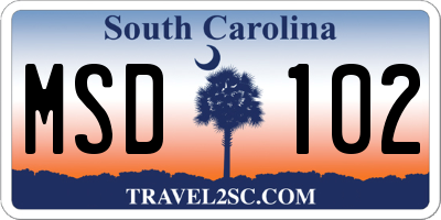 SC license plate MSD102