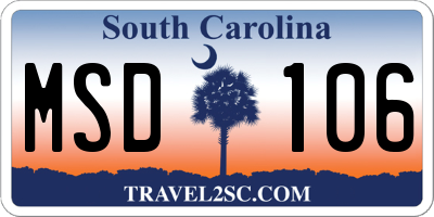 SC license plate MSD106